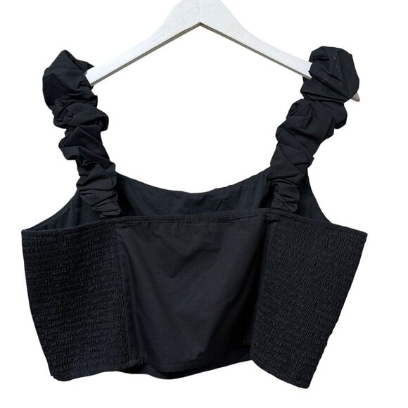 Abercrombie Fitch Crop Top Size XL Black Smocked Summer Beach - Picture 2 of 5